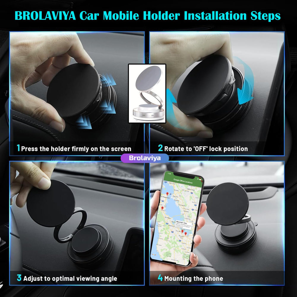 BROLAVIYA® Car Mobile Stand with 360 Degree Rotating Magnetic Vacuum Suction Holder for Ca - Image 3