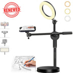 (Renewed) BROLAVIYA® Overhead Video Stand with 6 Inch Ring Light, Metal Rod, 1/4" Ball Head For Came