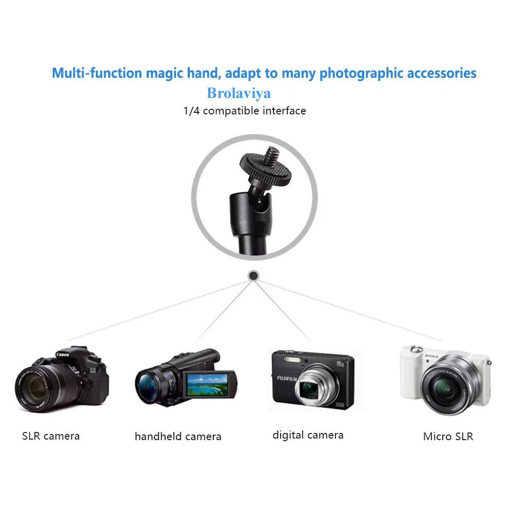 BROLAVIYA® 11”/28cm Adjustable Magic Articulating Arm for DSLR Camera, LED Light, Flash Li - Image 3