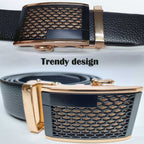 BROLAVIYA® Universal Adjustable Automatic Ratchet Buckle Mens Belt, Length 110 CM, Silver  - Image 3