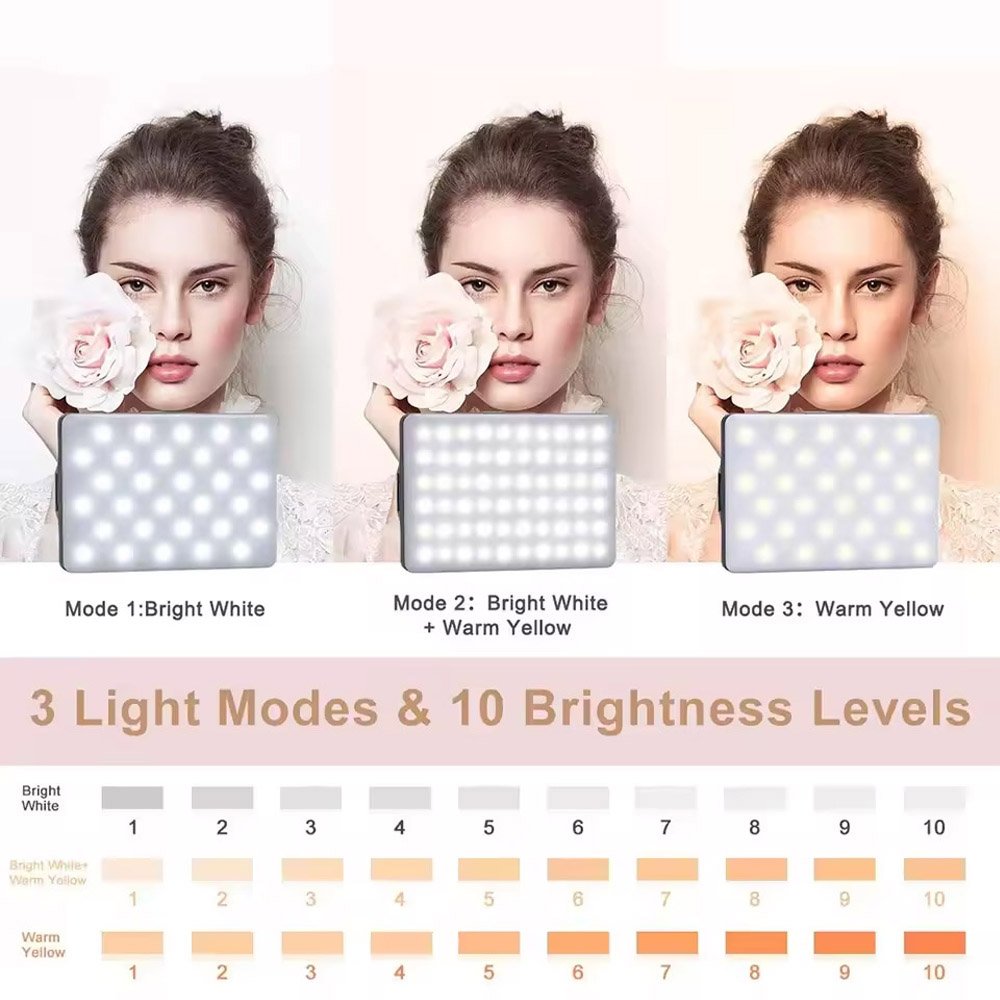 BROLAVIYA® Selfie Light with Portable Phone Clip, 60 LED 2000mAh Rechargeable, 3 Light Mod - Image 2