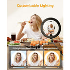 BROLAVIYA® No Shadow Overhead Video Mobile Floor Stand, Metal Arm, 10 inch Selfie Ring Lig - Image 7