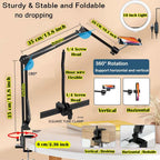 BROLAVIYA® No Shadow Overhead Video Mobile Stand, Extra Long Metal Arm, 10 inch Selfie Rin - Image 6