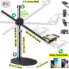 BROLAVIYA® Overhead Video Floor Stand, Premium Metal Body, 1/4" Head For Webcam, Gopro, 36 - Image 6