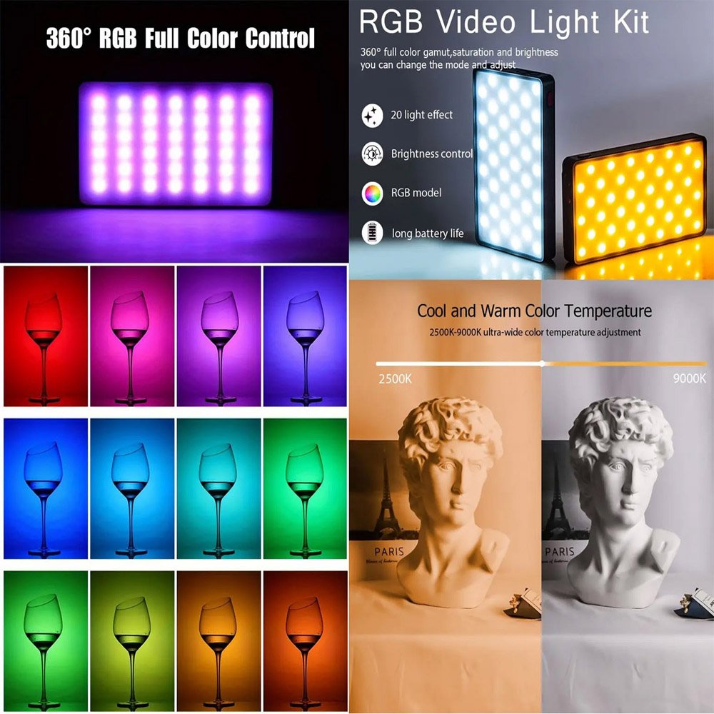 BROLAVIYA® LED Video Camera Full Color RGB Lights,1800mAh Rechargeable, Dimmable with 3 Co - Image 2