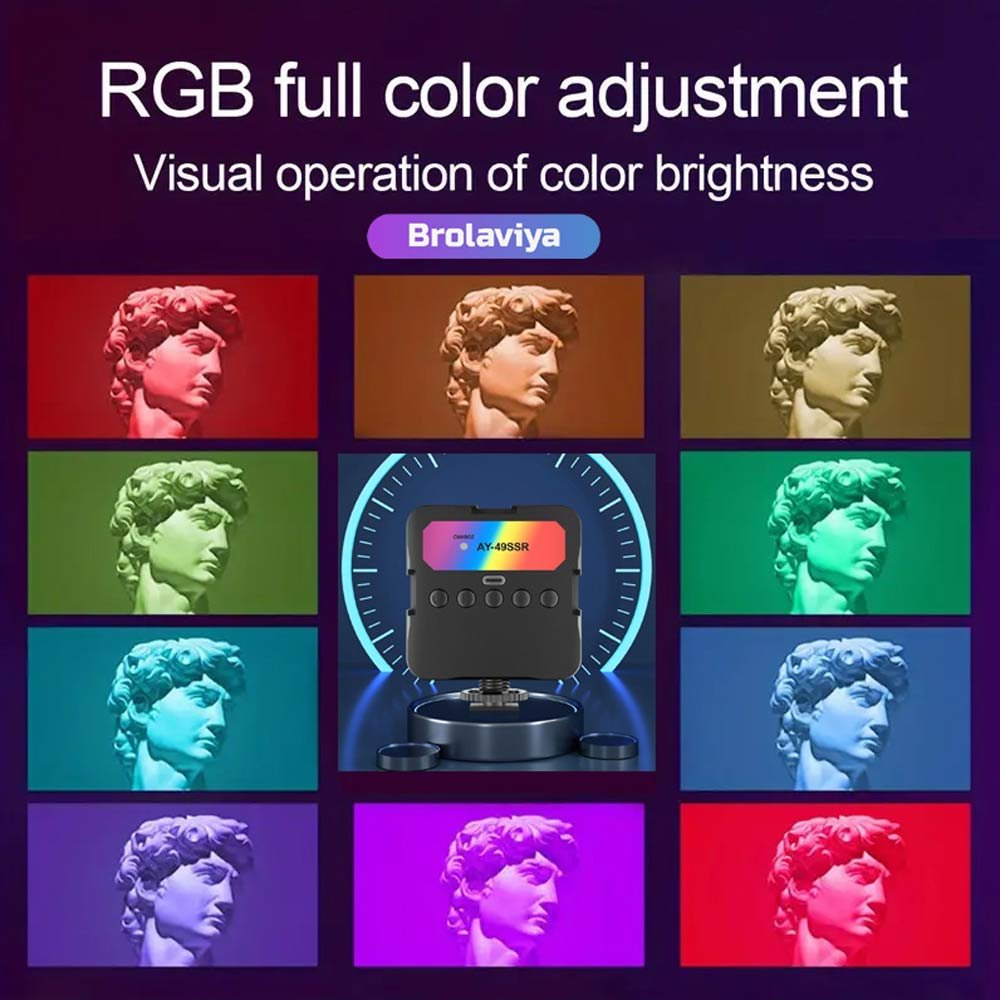 BROLAVIYA® Portable Camera Full Color RGB Video Lights,1800 mAh Rechargeable 3000-5500K Di - Image 2