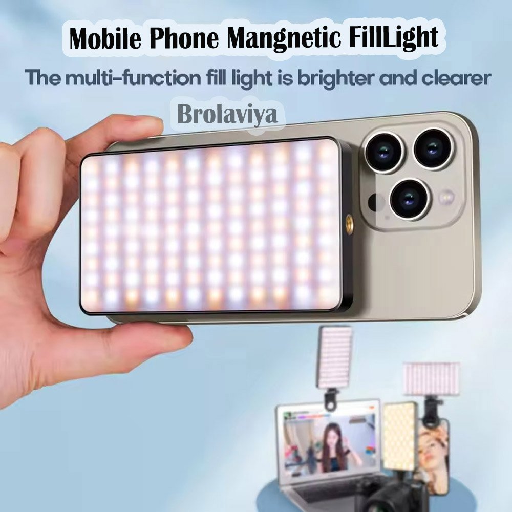 BROLAVIYA® Two-Sided Selfie Light 129 Beams 2000mAh CRI 96+ Rechargeable Cell Phone Fill L - Image 3