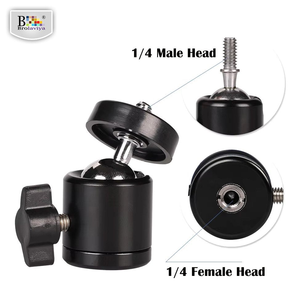 BROLAVIYA® 2 Pack 360 Degree Aluminum Alloy Rotating Swivel Tripod Ball Head with 1/4" Scr - Image 6
