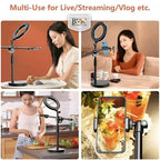 (Renewed) BROLAVIYA® Overhead Video Stand with 6 Inch Ring Light, Metal Rod, 1/4" Ball Hea - Image 2