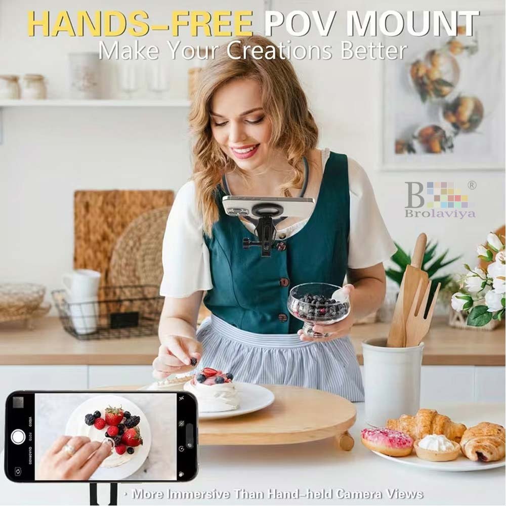 BROLAVIYA® Premium Magnetic Neck Phone Holder, Adjustable & Flexible Gooseneck Mount for H - Image 2