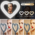 BROLAVIYA® Heart-Shaped LED 26cm Ring Light Dimmable Cold Warm Makeup Photography Video Li - Image 2