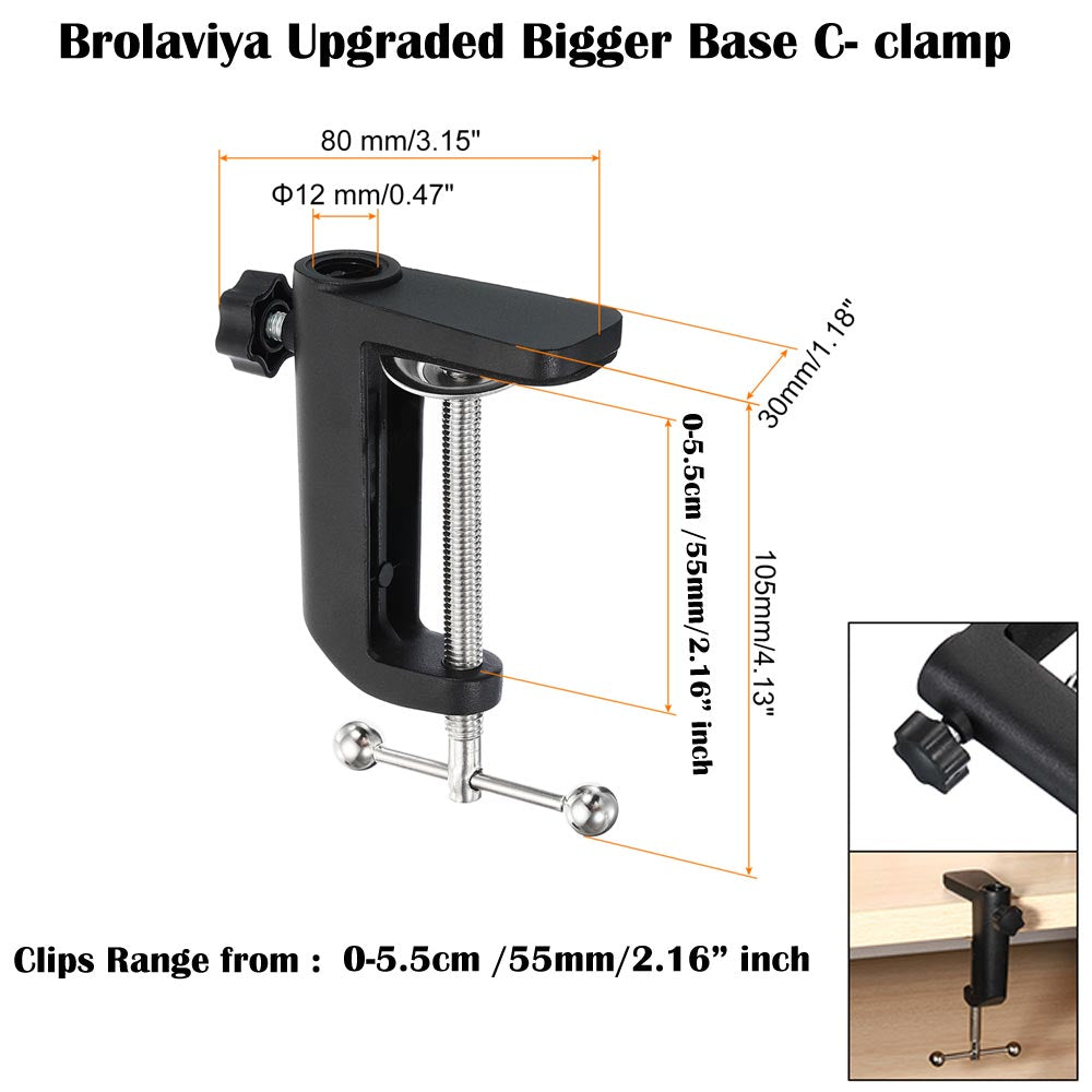 BROLAVIYA® Overhead Video Tabletop Stand Phone Holder, Metal Long Lazy Arm and Bracket for All Mobiles Phone For Streaming, Overhead Video, Desktop, Bedroom, Office, Black