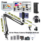 (Renewed) BROLAVIYA® Overhead Mobile Video Stand, Metal Long Arm, 1/4" Ball Head Male For Camera, Gopro Webcams, Mobile Holder