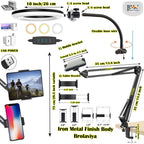 BROLAVIYA® Overhead Video Stand with 10 Inch Ring Light, Metal Arm Body, 1/4" Ball Head Fo - Image 4