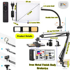 BROLAVIYA® Overhead Video Mobile Stand with 11 Inch Video LED Light 2700 to 5500k, Metal Arm, 1/4" Ball Head For Camera, Gopro with Mobile Bracket and Flexible Clip Arm