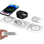 BROLAVIYA® 3 in 1 Magnetic Foldable 15W Wireless Charging Station for iPhone 17/16/15/14/13/12/11 Series, Samsung Galaxy S25/S24/S23/S22/S21/S20, Watch & Airpods with Type C Cable, White