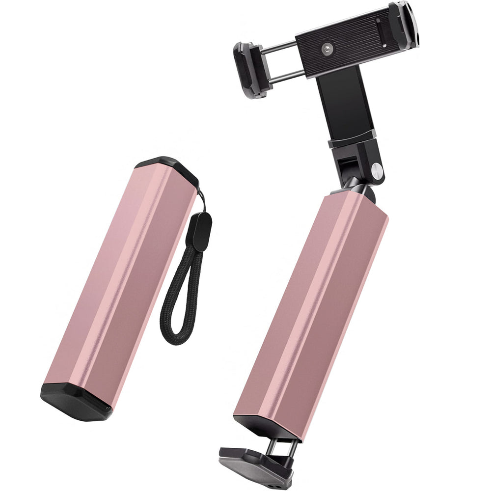 BROLAVIYA® Aluminum Alloy Mobile Phone Stand, Adjustable Travel Phone Mounts For Desk, Car, Train, Airplane, 360 Degree Rotation, Portable Foldable Pocket Size, for All iPhone and Android Phones ( Pink )