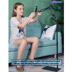 (Renewed) BROLAVIYA® Universal Floor Tripod Stand For 4-10.2 Inch with Gooseneck Clip Lazy Arm For Mobiles and Tablets