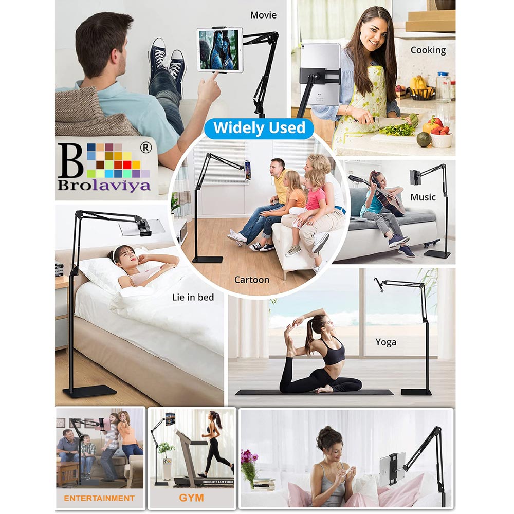 BROLAVIYA® Tripod Floor Stand for 4'-11' Inch, Both Mobile and Tablet for Overhead Video, Watching Movie, Online Class Learning, Cooking and Best Gift Idea