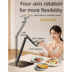BROLAVIYA® Desk Mount Adjustable Multi Angle Long Arm Stand for Phone and Tablets 4-11 Inch, for Live Streaming, Online Learning, Overhead Drawing