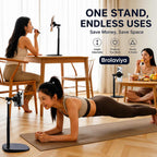 BROLAVIYA® 2-in-1 Magnetic & Clip Phone Stand for Desk, Adjustable Height Mobile Holder, MagSafe-Compatible Mount with Phone Clamp, 360° Rotation for Live Streaming, Recording, Video Calls & Cooking