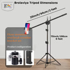 BROLAVIYA® 360 Degree Tripod with Middle Telescopic Crossbar Long arm Stick, 190cm top Height, for Photography & Videography, Ideal for Live Streaming, Overhead Tripod Stand with Mobile Bracket