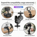 BROLAVIYA® Dual Ball Head Magic Arm Mount with 1/4″ Standard Screws, 360° Rotatable Universal Bracket for DSLR Camera Monitor, LED Video Light, Microphone and Action Cam Support