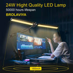 BROLAVIYA® Overhead New Double Head LED Desk Lamp Light with Metal Arm Table Lamp Stand, 3 Lighting Modes, Dimmable with 12V Power Adaptor for Home, Office, Desktop, Bedroom, Reading