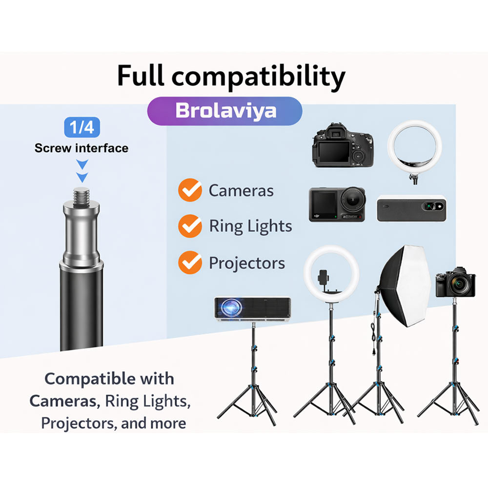 BROLAVIYA® Tablet Tripod Floor Stand, Adjustable up to 75″, Fits 4.7″-12.9″ Phones & Tablets, Compatible with iPad Pro/Air/Mini, Galaxy Tab, for Live Streaming, Office, Cooking & Fitness