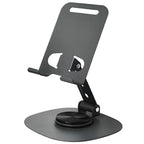BROLAVIYA® 360° Rotatable Metal Mobile Stand Adjustable Desk Angles Phone Holder Sturdy with Anti Slip Base Compatible with All Mobiles and Smartphones for Desk Office Kitchen Bedroom - Grey