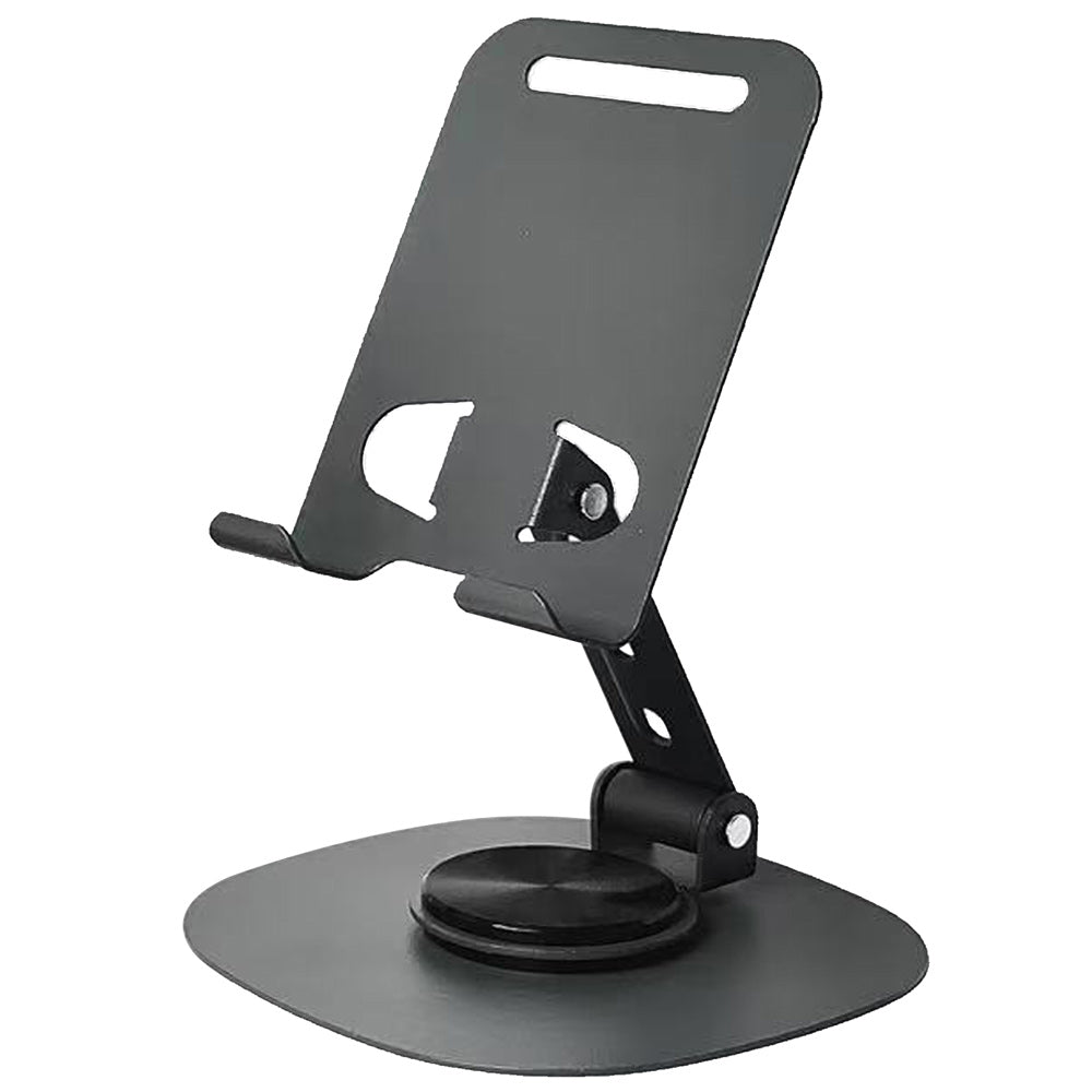 BROLAVIYA® 360° Rotatable Metal Mobile Stand Adjustable Desk Angles Phone Holder Sturdy with Anti Slip Base Compatible with All Mobiles and Smartphones for Desk Office Kitchen Bedroom - Grey