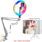 (Renewed) BROLAVIYA® Crystal 3D LED 10 Inch RGB Ring Light with Flexible Wire, 360 Knob and Mobile Bracket
