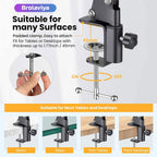 BROLAVIYA® Desk Base Clamp Mount for Microphone Boom Scissor Arm, Table C Clip for Articulating Arm Stand Or Mic Stand Fits Up to 1.77 inch 4.5 cm Thickness