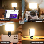 BROLAVIYA® Magnetic Full RGB Color LED Video Light, 1800mAh Rechargeable, Adjustable Brightness with Clip and ¼ Thread, for Phones, Laptops, Cameras, Selfie, Photography, Video Conference, W80, Black