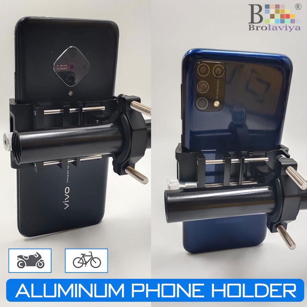 BROLAVIYA® Aluminum Alloy Mobile Phone Holder for Motorcycle Bike Bicycle MTB Handlebar Mo - Image 2