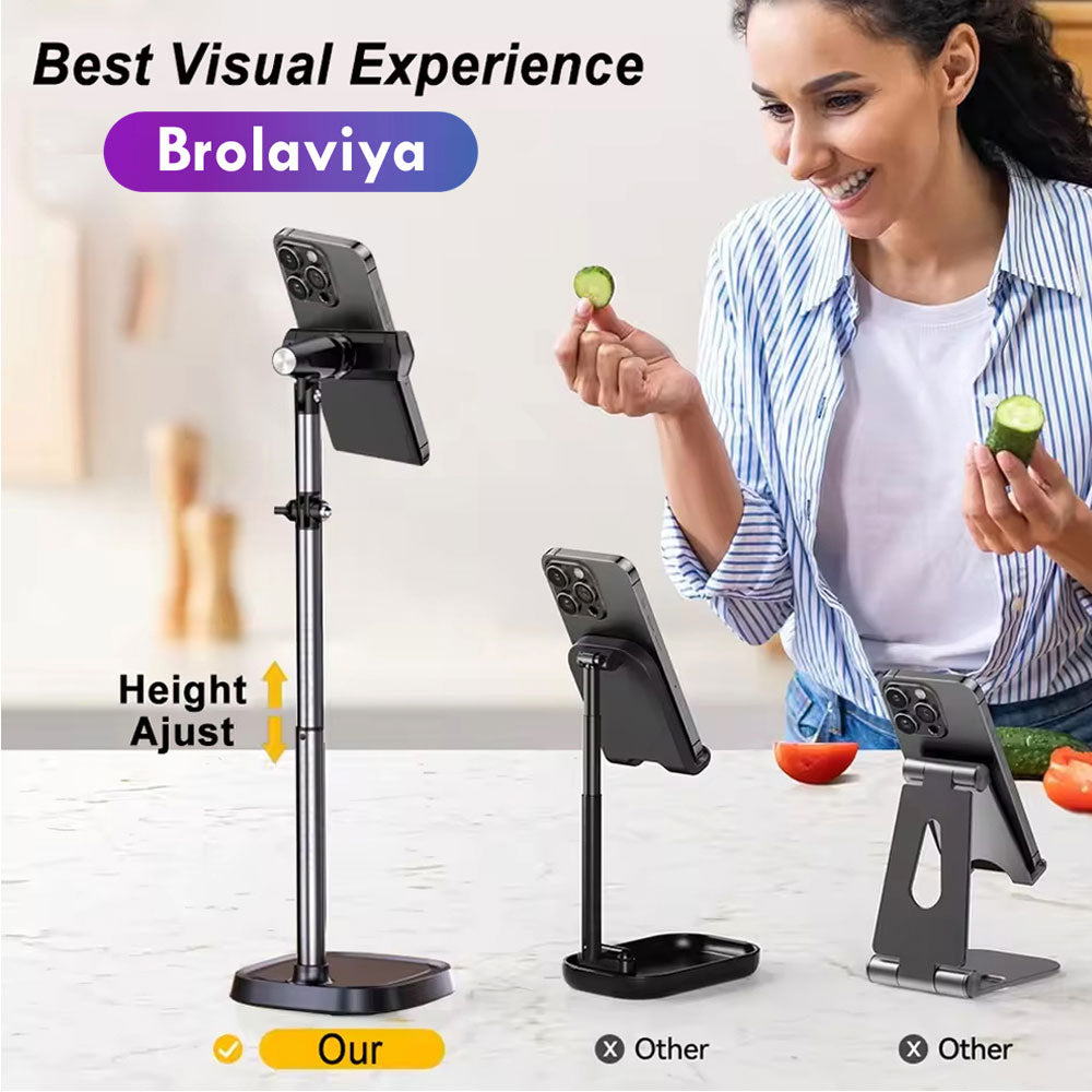 BROLAVIYA® Overhead Extendable Selfie Desktop Stand with Phone Holder, 360° Rotation, for 4-7" Mobile Phone, for Live Streaming, YouTube, Video, Photography