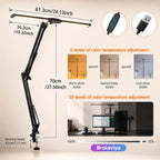 BROLAVIYA® Architect Double Head LED Desk Lamp Overhead Light, 3 Color Mode, 10 Levels Dimmable Brightness, Metal Body, Eye Protection Desk Light for Office, Study, Reading, Computer Workstation