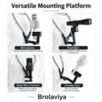 BROLAVIYA® Silicone Neck Clip Holder Mount, Hands-Free Wearable Neck Stand with Adjustable Clamp, Universal Chest Mount with 1/4 Head for Vlogging, Recording, Live Streaming, Reading, DIY & Travel