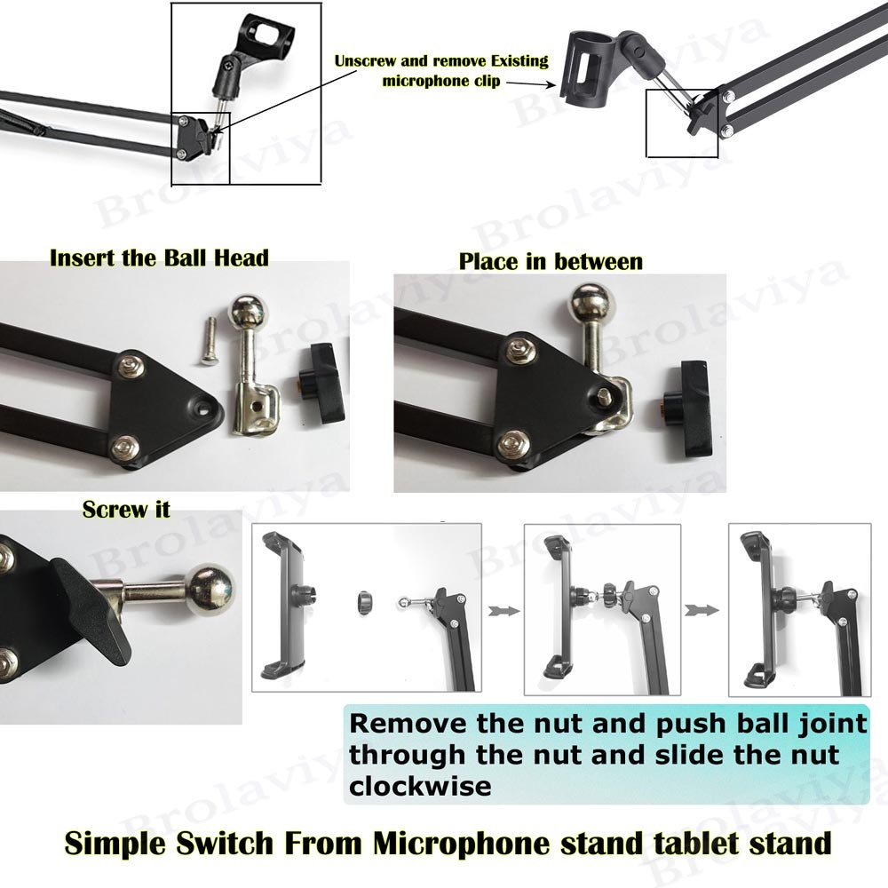 BROLAVIYA® Bracket for Mobile/Tablet and Ball Head, for to Convert Your Microphone Suspens - Image 4
