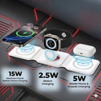 BROLAVIYA® 3 in 1 Magnetic Foldable 15W Wireless Charging Station for iPhone 17/16/15/14/13/12/11 Series, Samsung Galaxy S25/S24/S23/S22/S21/S20, Watch & Airpods with Type C Cable, White