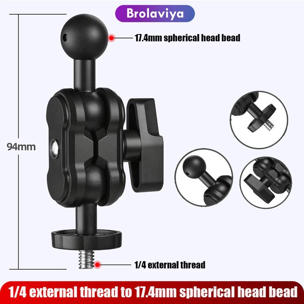 BROLAVIYA® Magic Arm with 1/4 External Thread to 17.4 mm Spherical Ball Head Mount Adapter - Image 3