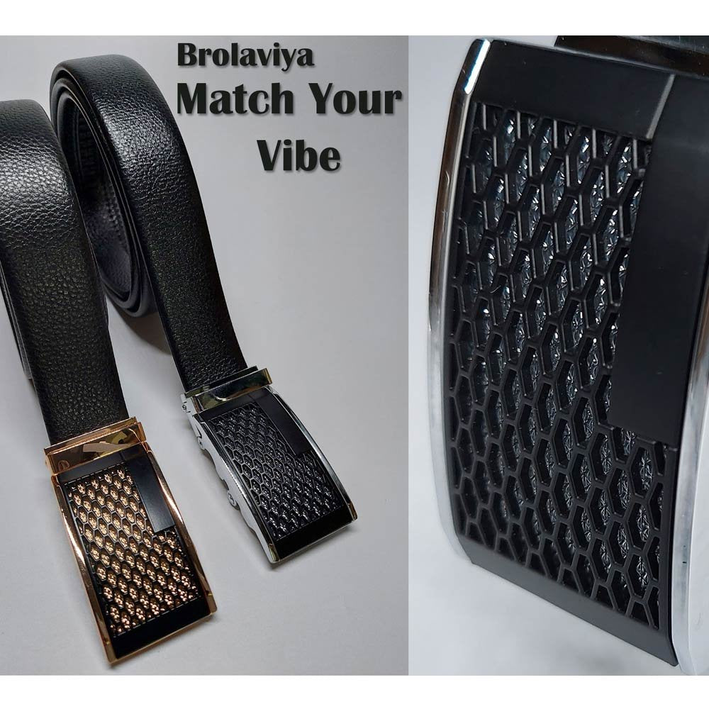 BROLAVIYA® Universal Adjustable Automatic Ratchet Buckle Belt, Length 110 CM, Silver Grill - Image 5