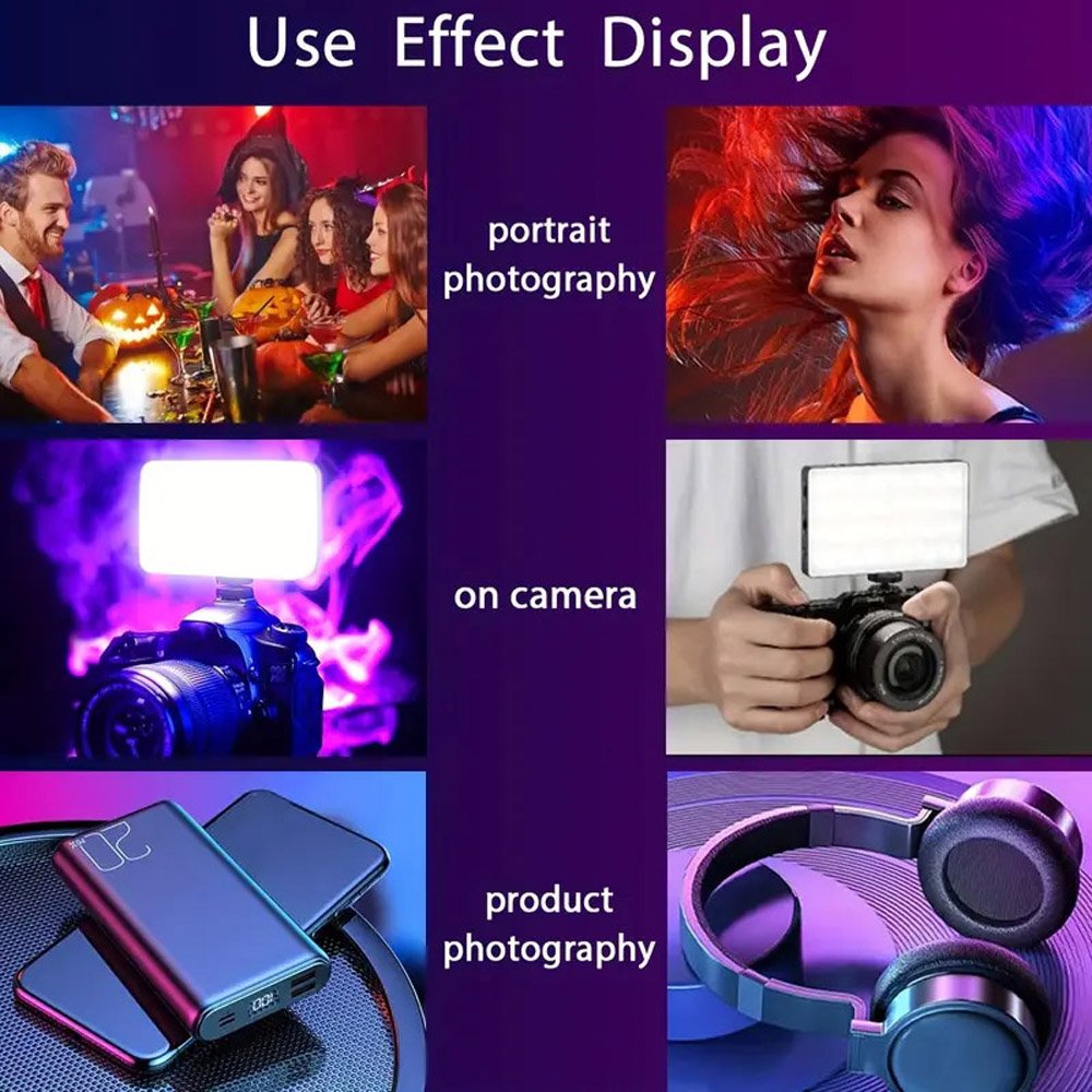 BROLAVIYA® LED Video Camera Full Color RGB Lights,1800mAh Rechargeable, Dimmable with 3 Co - Image 3