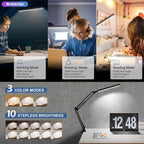 BROLAVIYA® Overhead LED Desk Lamp Light with Metal Arm Table Lamp Stand, 3 Lighting Modes  - Image 2