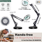 (Renewed) BROLAVIYA® Overhead Heavy Base 5X Magnifying Glass with LED Light and Stand, 3 C - Image 3
