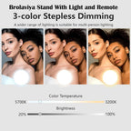 BROLAVIYA® Overhead Video Floor Stand with Full-Screen Fill 10" Ring Light with Remote, Me - Image 6