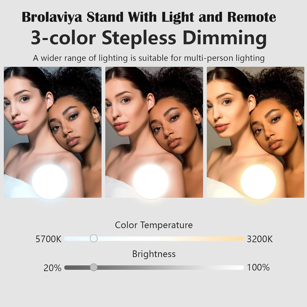 BROLAVIYA® Overhead Video Floor Stand with Full-Screen Fill 10" Ring Light with Remote, Me - Image 6