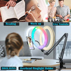 BROLAVIYA® Overhead Video Mobile Stand, New Crystal 3D LED 10 Inch RGB Ring Light, 2 Way B - Image 2