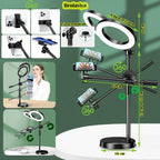 BROLAVIYA® Overhead Video Stand with 6 Inch Ring Light, Metal Rod, 1/4" Ball Head For Came - Image 3