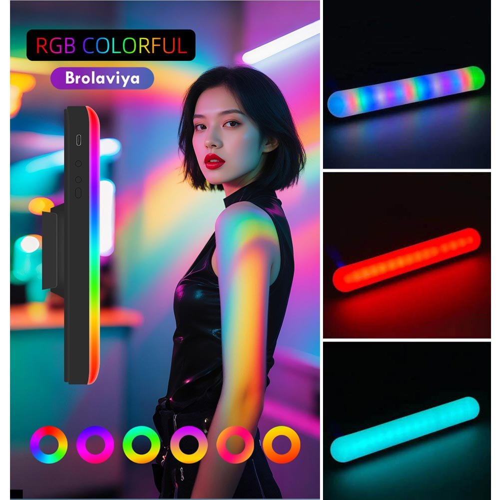 BROLAVIYA® Magnetic RGB Fill Light with Stand and Clip, Rechargeable, Adjustable Brightnes - Image 3
